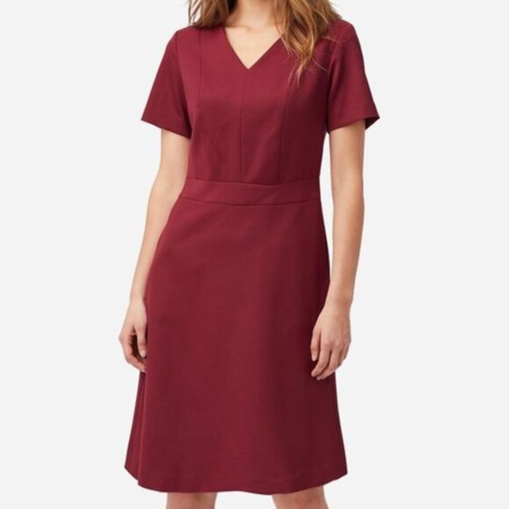 Pendleton Womens Red Seasonless Wool V Neck Zip Short Sleeve Dress Size 8